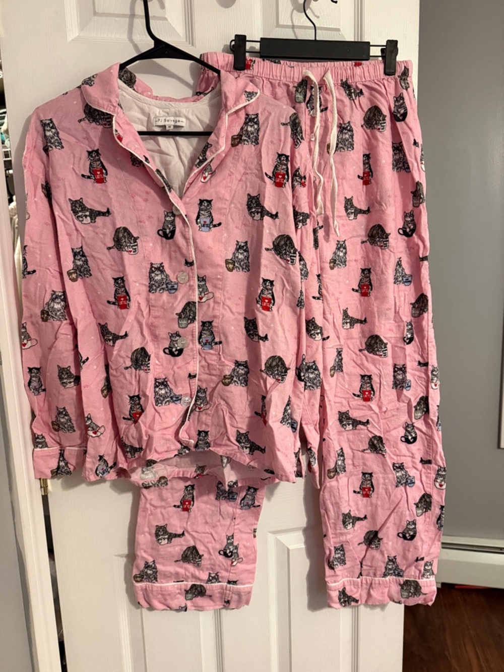 PJ Salvage Pink Cat-Print Two-Piece Pajama Set